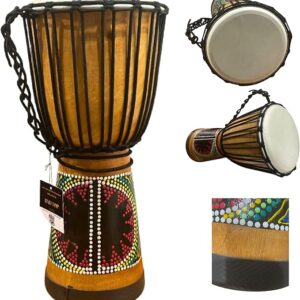 Djembe Drum with Rope (9×20 color) Hand-Carved Natural Wood jembe Drum – Unique, One-of-a-Kind African Percussion Instrument Drums