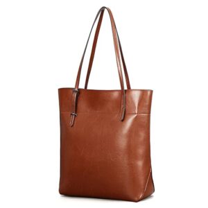 Kattee Vintage Genuine Leather Tote Shoulder Handbag for Woman with Adjustable Handles