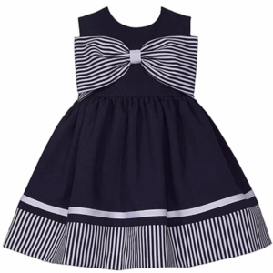 Girls Black & White Striped Short Sleeve Tutu Skater Dress