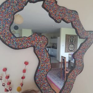 African map beaded mirror